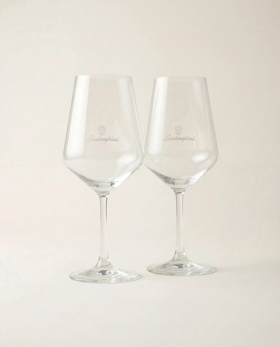 2 Lamborghini Branded Crystal Wine Glasses